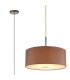 Baymont Polished Chrome E27 Single Pendant With 50cm x 20cm Dual Faux Silk Shade Taupe/Halo Gold-1