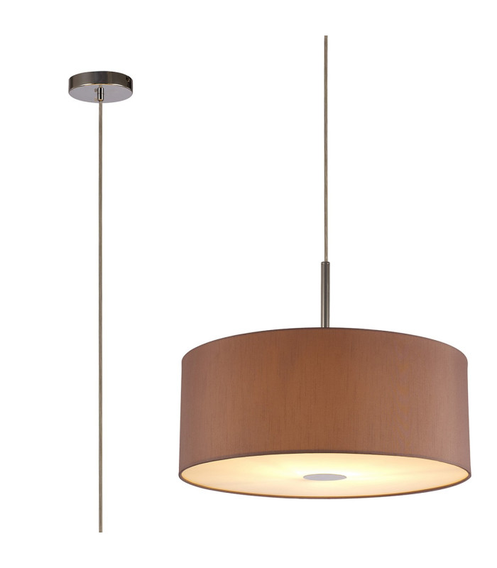 Baymont Polished Chrome E27 Single Pendant With 50cm x 20cm Dual Faux Silk Shade Taupe/Halo Gold-1