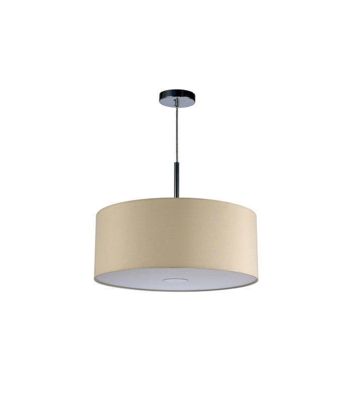 Baymont Polished Chrome E27 Single Pendant With 50cm x 20cm Faux Silk Shade Ivory Pearl/White Laminate-5