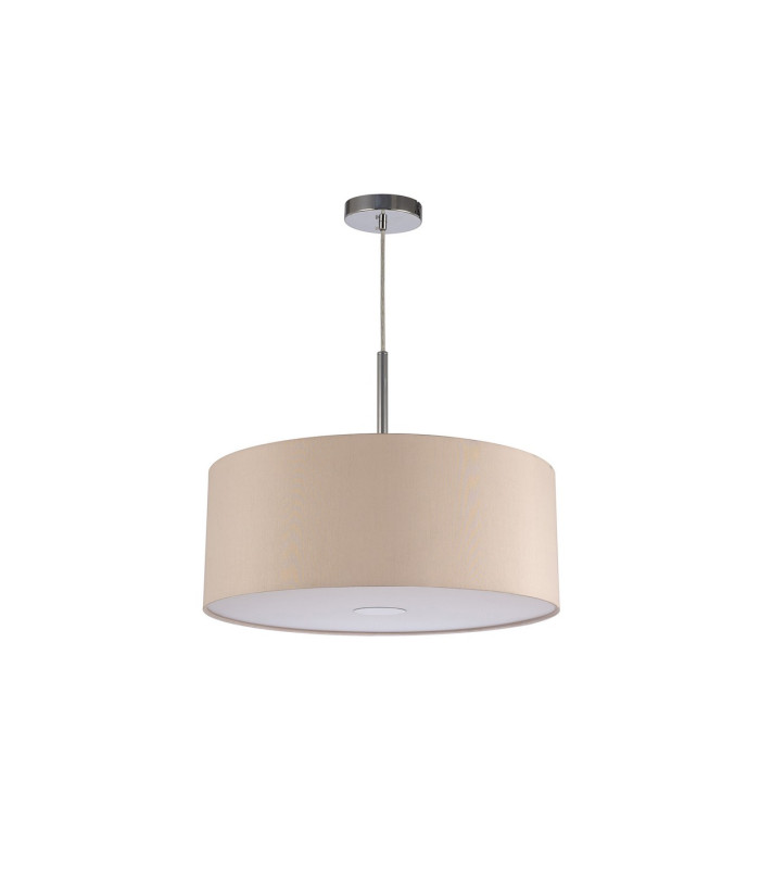 Baymont Polished Chrome E27 Single Pendant With 50cm x 20cm Dual Faux Silk Shade Nude Beige/Moonlight-5