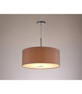 Baymont Polished Chrome E27 Single Pendant With 50cm x 20cm Dual Faux Silk Shade Taupe/Halo Gold-2