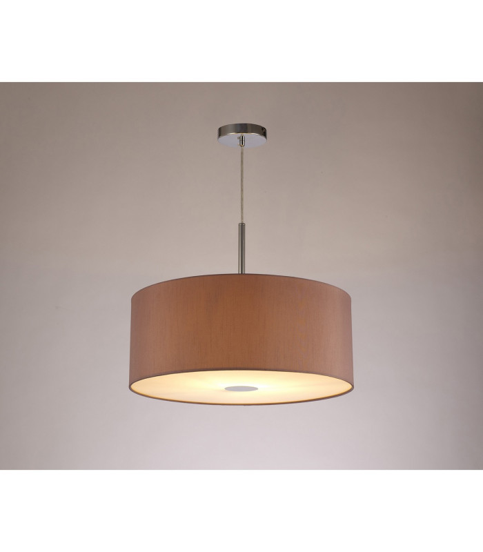 Baymont Polished Chrome E27 Single Pendant With 50cm x 20cm Dual Faux Silk Shade Taupe/Halo Gold-2