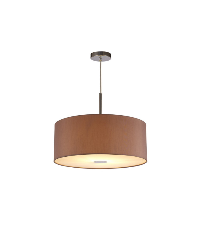 Baymont Polished Chrome E27 Single Pendant With 50cm x 20cm Dual Faux Silk Shade Taupe/Halo Gold-4