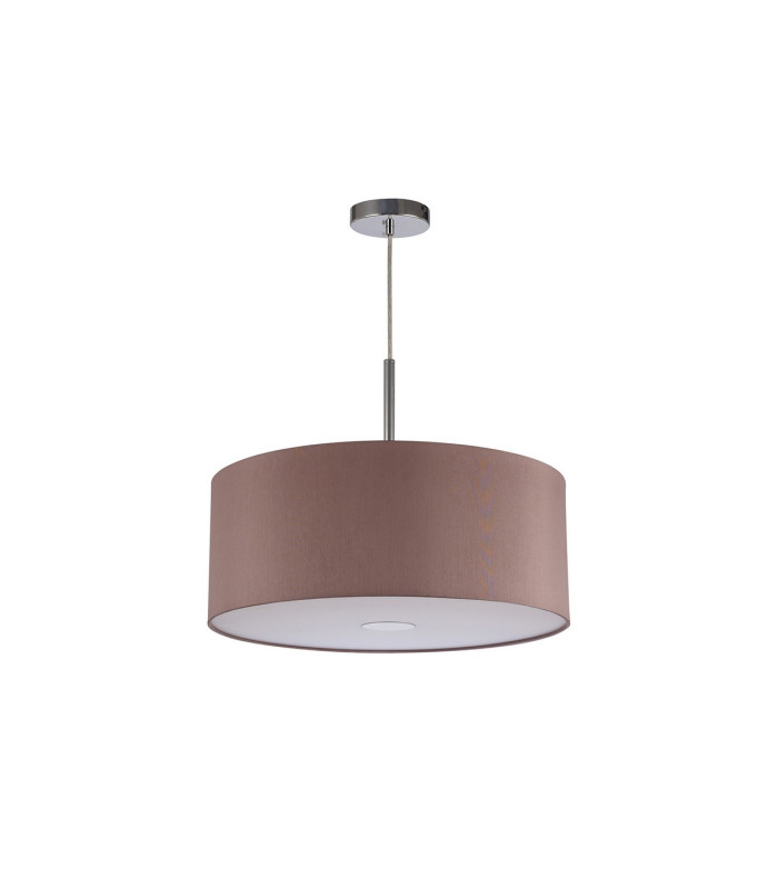 Baymont Polished Chrome E27 Single Pendant With 50cm x 20cm Dual Faux Silk Shade Taupe/Halo Gold-5