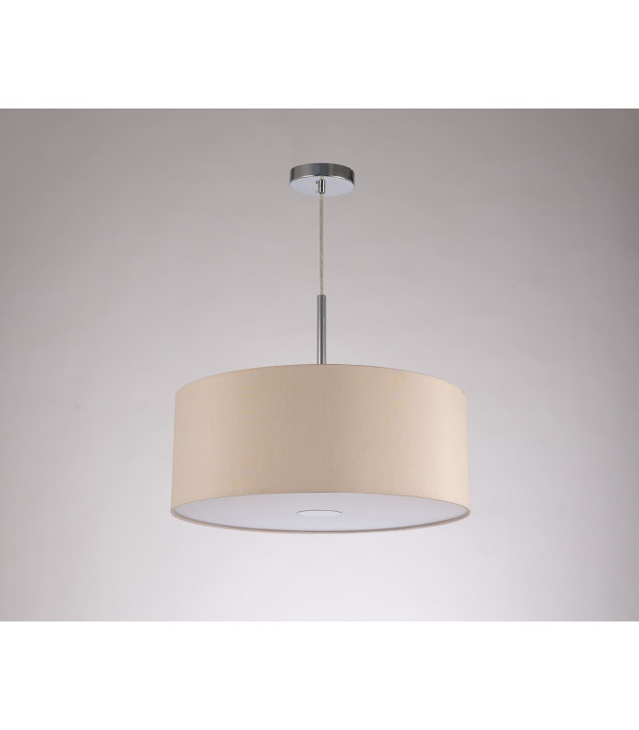 Baymont Polished Chrome E27 Single Pendant With 50cm x 20cm Dual Faux Silk Shade Nude Beige/Moonlight-14