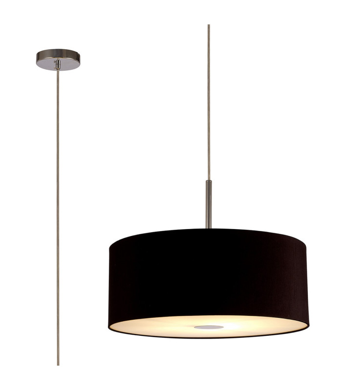 Baymont Polished Chrome E27 Single Pendant With 50cm x 20cm Dual Faux Silk Shade Black/Green Olive-1