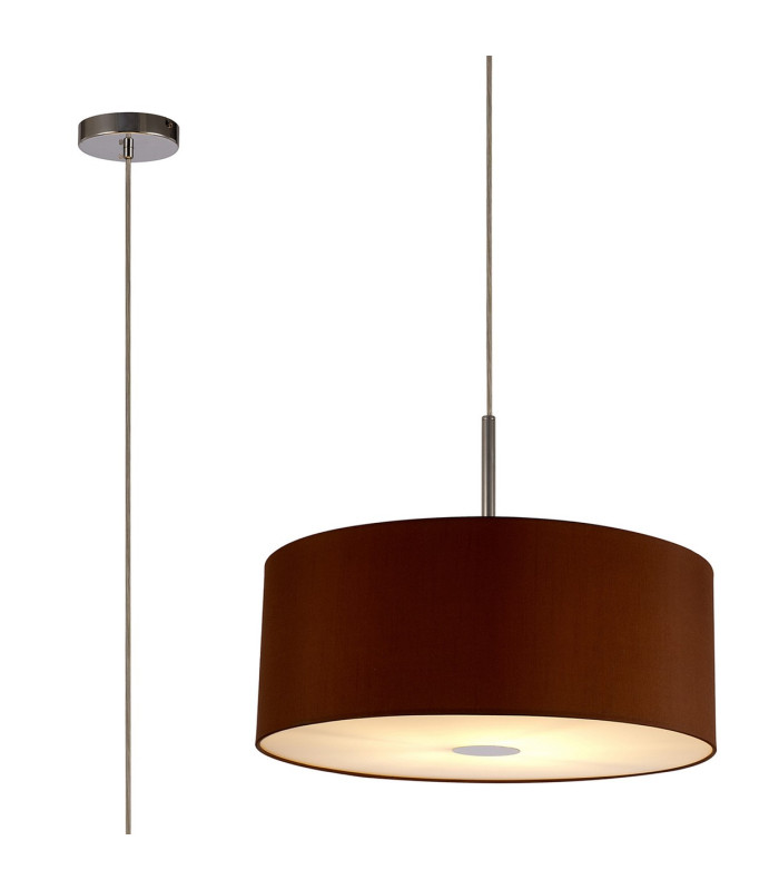 Baymont Polished Chrome E27 Single Pendant With 50cm x 20cm Dual Faux Silk Shade Raw Cocoa/Grecian Bronze-1
