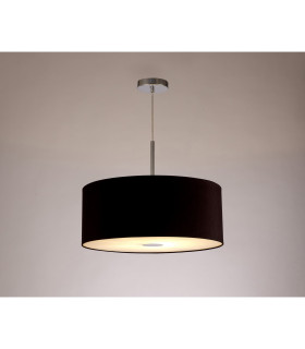 Baymont Polished Chrome E27 Single Pendant With 50cm x 20cm Dual Faux Silk Shade Black/Green Olive-2