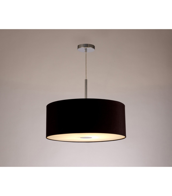 Baymont Polished Chrome E27 Single Pendant With 50cm x 20cm Dual Faux Silk Shade Black/Green Olive-2