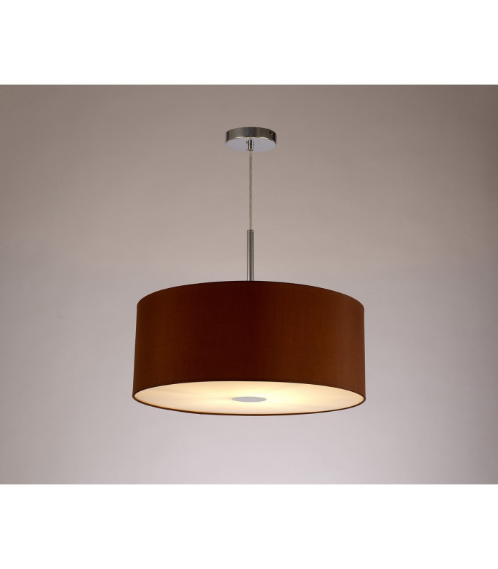 Baymont Polished Chrome E27 Single Pendant With 50cm x 20cm Dual Faux Silk Shade Raw Cocoa/Grecian Bronze-2