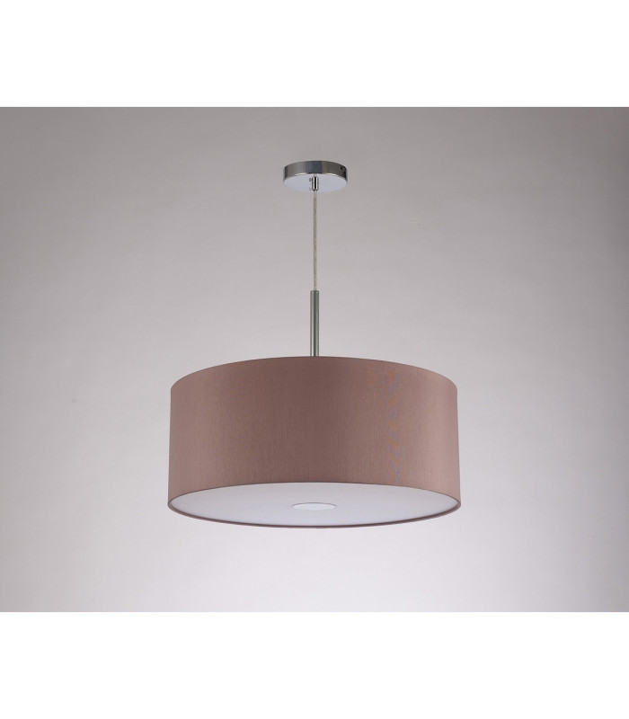 Baymont Polished Chrome E27 Single Pendant With 50cm x 20cm Dual Faux Silk Shade Taupe/Halo Gold-14