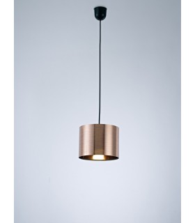 Black Ceiling Pendant 1 Light E27 with 200 x 150mm Metallic Copper Cylinder Shade, c, w Ceiling Bracket - 2