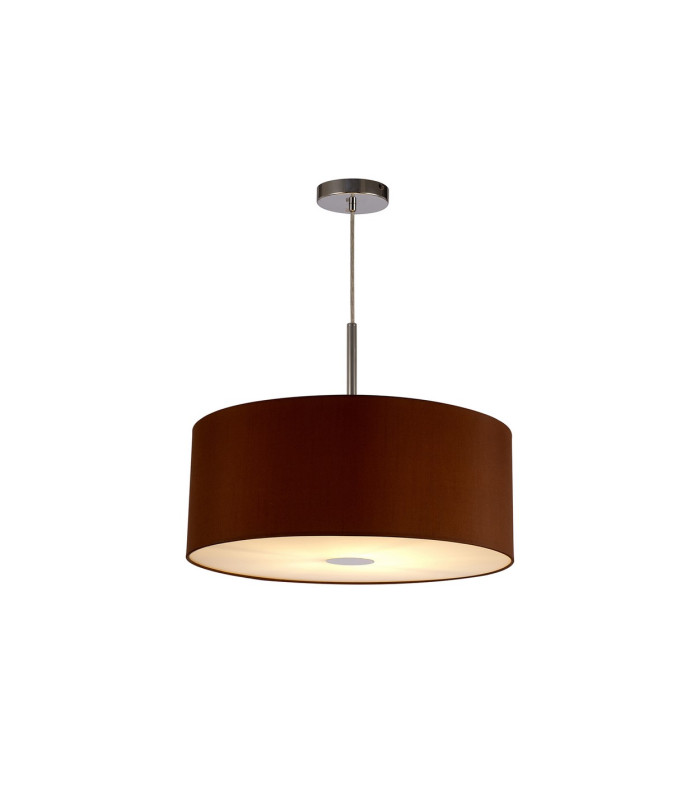 Baymont Polished Chrome E27 Single Pendant With 50cm x 20cm Dual Faux Silk Shade Raw Cocoa/Grecian Bronze-4