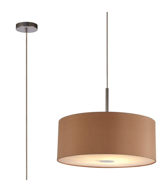 Baymont Polished Chrome E27 Single Pendant With 50cm x 20cm Dual Faux Silk Shade Antique Gold/Ruby-1