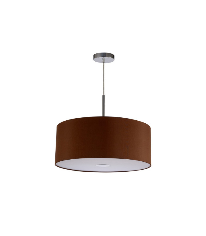 Baymont Polished Chrome E27 Single Pendant With 50cm x 20cm Dual Faux Silk Shade Raw Cocoa/Grecian Bronze-5