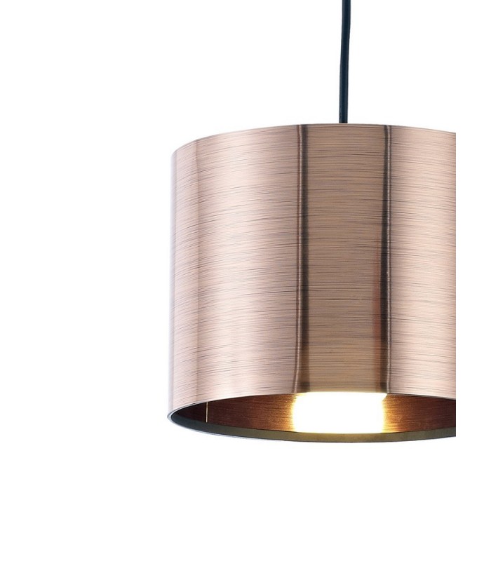 Black Ceiling Pendant 1 Light E27 with 200 x 150mm Metallic Copper Cylinder Shade, c, w Ceiling Bracket - 5