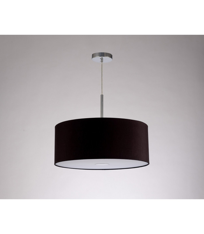 Baymont Polished Chrome E27 Single Pendant With 50cm x 20cm Dual Faux Silk Shade Black/Green Olive-14