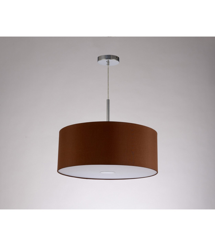 Baymont Polished Chrome E27 Single Pendant With 50cm x 20cm Dual Faux Silk Shade Raw Cocoa/Grecian Bronze-14