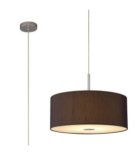 Baymont Polished Chrome E27 Single Pendant With 50cm x 20cm Faux Silk Shade Black/White Laminate-1