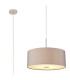 Baymont Polished Chrome E27 Single Pendant With 50cm x 20cm Faux Silk Shade Grey/White Laminate-1