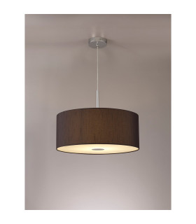 Baymont Polished Chrome E27 Single Pendant With 50cm x 20cm Faux Silk Shade Black/White Laminate-2