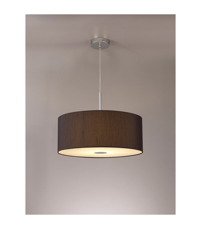 Baymont Polished Chrome E27 Single Pendant With 50cm x 20cm Faux Silk Shade Black/White Laminate-2