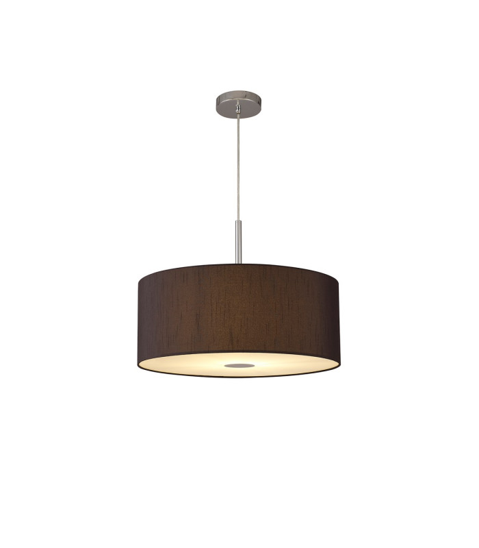 Baymont Polished Chrome E27 Single Pendant With 50cm x 20cm Faux Silk Shade Black/White Laminate-4
