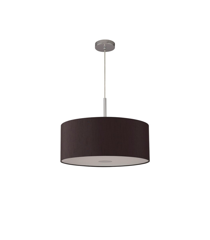 Baymont Polished Chrome E27 Single Pendant With 50cm x 20cm Faux Silk Shade Black/White Laminate-5