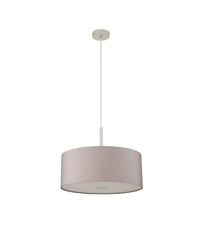 Baymont Polished Chrome E27 Single Pendant With 50cm x 20cm Faux Silk Shade Grey/White Laminate-5