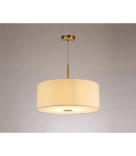 Baymont Antique Brass E27 Single Pendant With 50cm x 20cm Faux Silk Shade Ivory Pearl/White Laminate-2