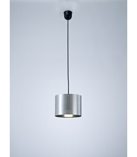 Black Ceiling Pendant 1 Light E27 with 200 x 150mm Metallic Chrome Cylinder Shade, c, w Ceiling Bracket - 2