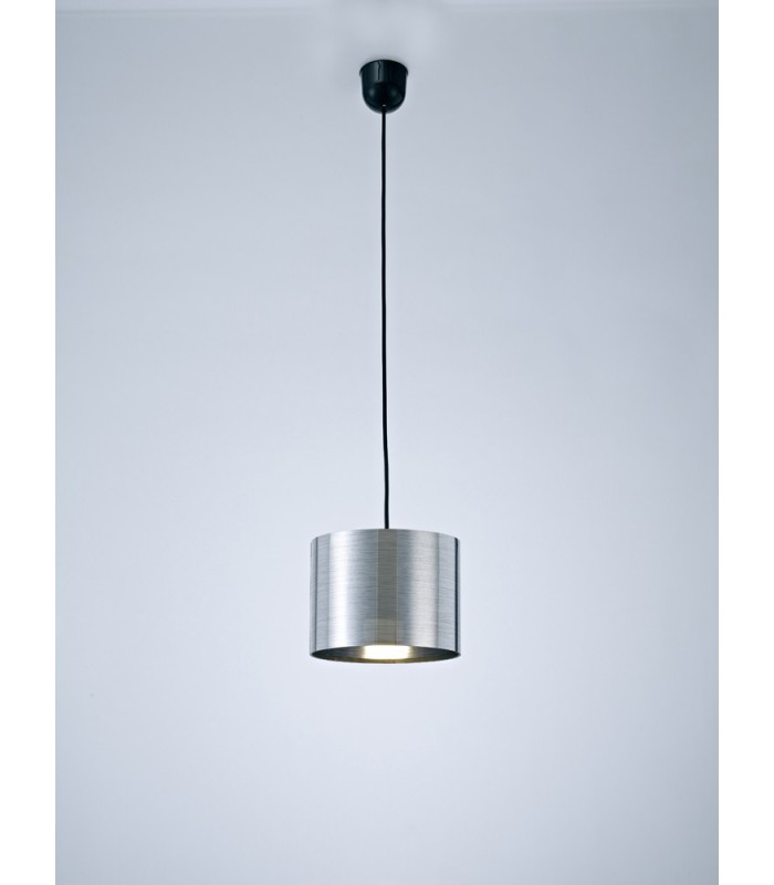 Black Ceiling Pendant 1 Light E27 with 200 x 150mm Metallic Chrome Cylinder Shade, c, w Ceiling Bracket - 2