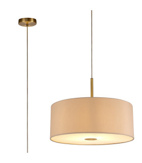 Baymont Antique Brass E27 Single Pendant With 50cm x 20cm Dual Faux Silk Shade Nude Beige/Moonlight-1
