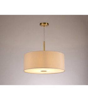 Baymont Antique Brass E27 Single Pendant With 50cm x 20cm Dual Faux Silk Shade Nude Beige/Moonlight-2