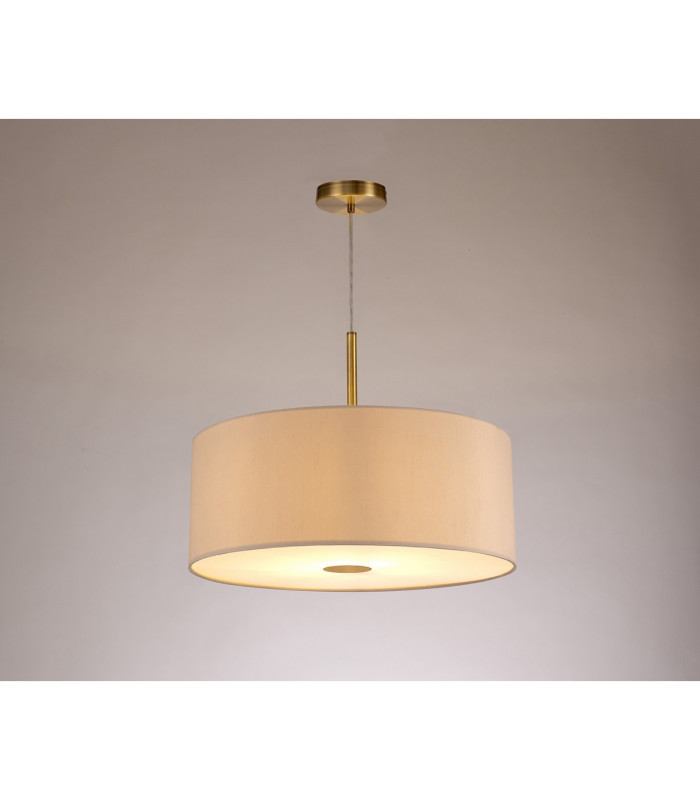 Baymont Antique Brass E27 Single Pendant With 50cm x 20cm Dual Faux Silk Shade Nude Beige/Moonlight-2