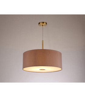 Baymont Antique Brass E27 Single Pendant With 50cm x 20cm Dual Faux Silk Shade Taupe/Halo Gold-2