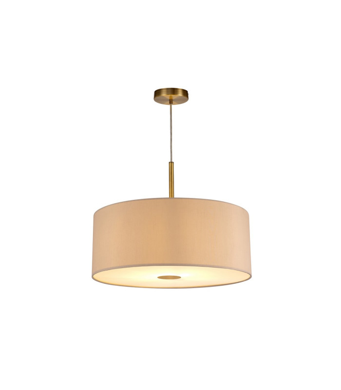 Baymont Antique Brass E27 Single Pendant With 50cm x 20cm Dual Faux Silk Shade Nude Beige/Moonlight-4