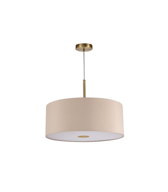 Baymont Antique Brass E27 Single Pendant With 50cm x 20cm Dual Faux Silk Shade Nude Beige/Moonlight-5