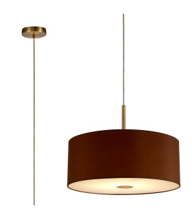 Baymont Antique Brass E27 Single Pendant With 50cm x 20cm Dual Faux Silk Shade Raw Cocoa/Grecian Bronze-1