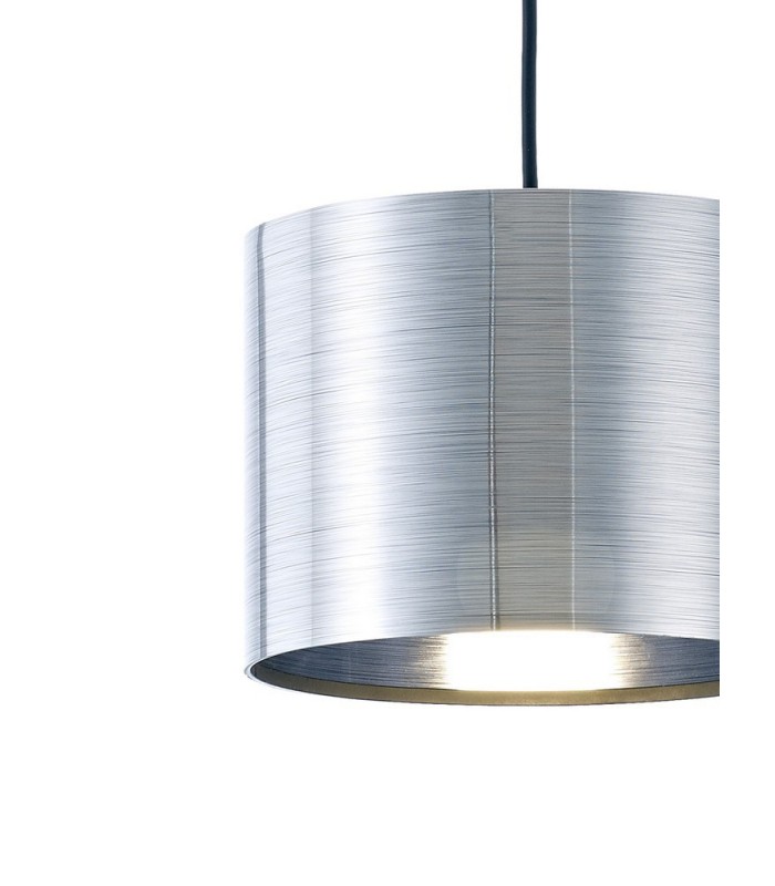 Black Ceiling Pendant 1 Light E27 with 200 x 150mm Metallic Chrome Cylinder Shade, c, w Ceiling Bracket - 5