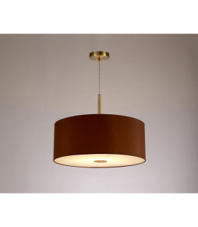 Baymont Antique Brass E27 Single Pendant With 50cm x 20cm Dual Faux Silk Shade Raw Cocoa/Grecian Bronze-2