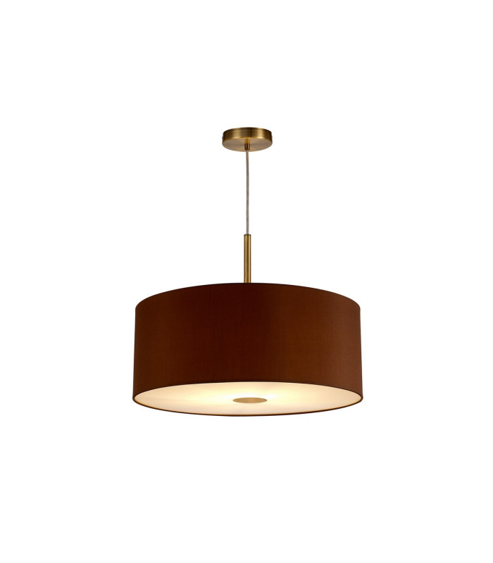 Baymont Antique Brass E27 Single Pendant With 50cm x 20cm Dual Faux Silk Shade Raw Cocoa/Grecian Bronze-4