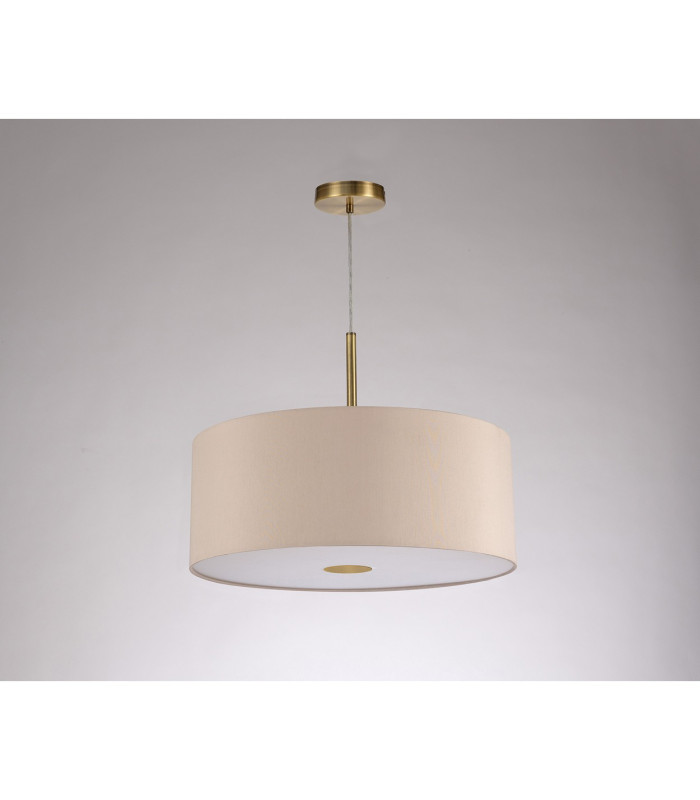 Baymont Antique Brass E27 Single Pendant With 50cm x 20cm Dual Faux Silk Shade Nude Beige/Moonlight-14