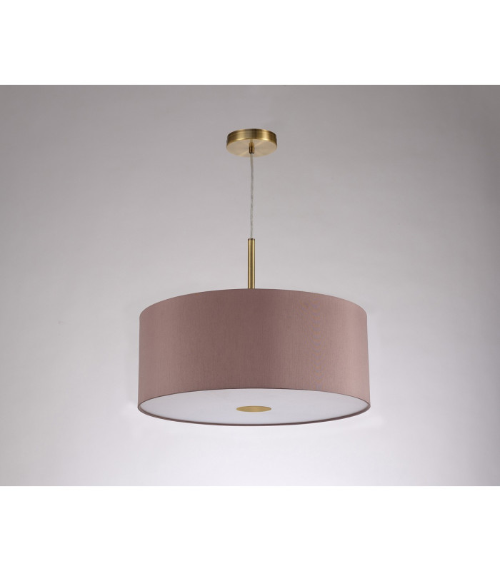 Baymont Antique Brass E27 Single Pendant With 50cm x 20cm Dual Faux Silk Shade Taupe/Halo Gold-14