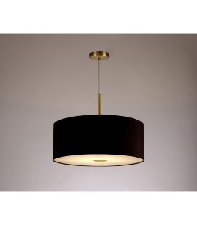 Baymont Antique Brass E27 Single Pendant With 50cm x 20cm Dual Faux Silk Shade Black/Green Olive-2