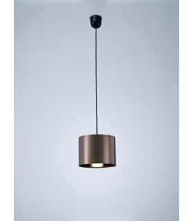 Black Ceiling Pendant 1 Light E27 with 200 x 150mm Metallic Bronze Cylinder Shade, c, w Ceiling Bracket - 2