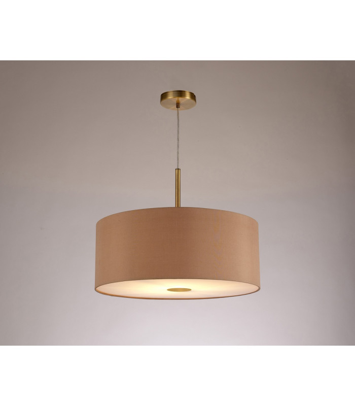 Baymont Antique Brass E27 Single Pendant With 50cm x 20cm Dual Faux Silk Shade Antique Gold/Ruby-2