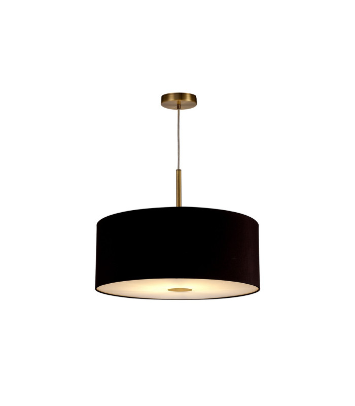Baymont Antique Brass E27 Single Pendant With 50cm x 20cm Dual Faux Silk Shade Black/Green Olive-4