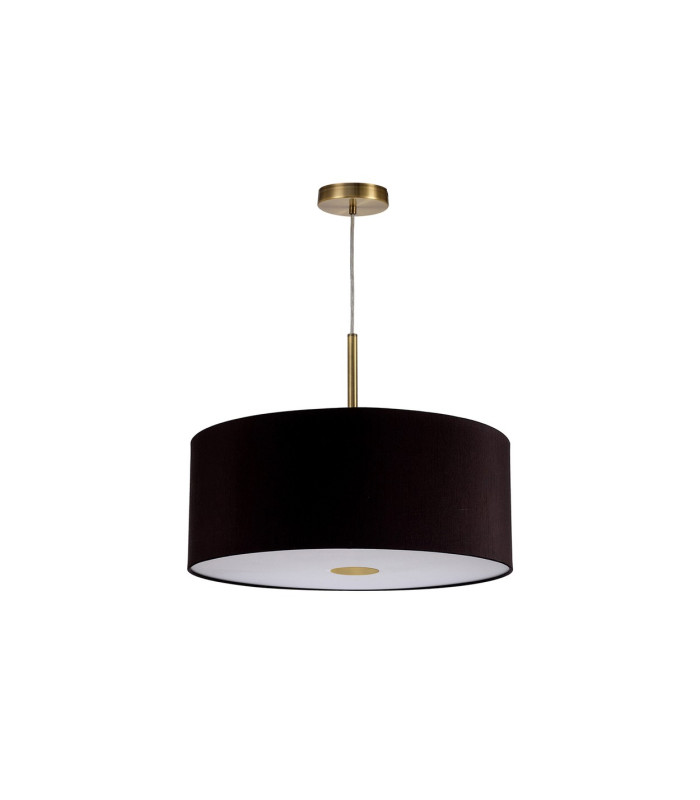 Baymont Antique Brass E27 Single Pendant With 50cm x 20cm Dual Faux Silk Shade Black/Green Olive-5