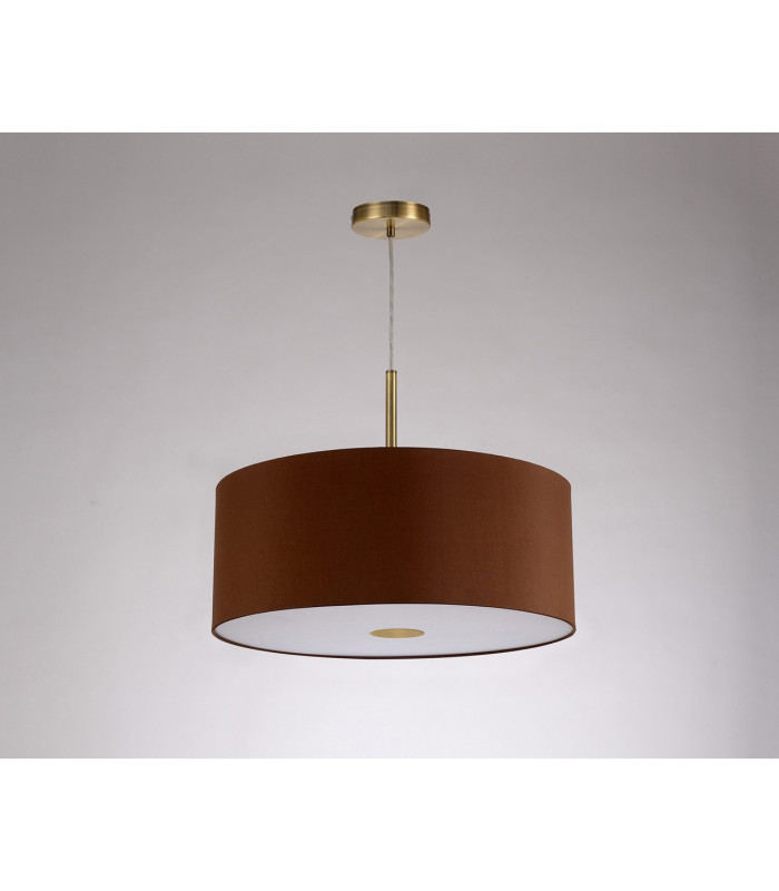 Baymont Antique Brass E27 Single Pendant With 50cm x 20cm Dual Faux Silk Shade Raw Cocoa/Grecian Bronze-14